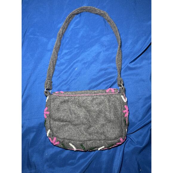 Womens vintage 100% wool beaded mini purse regency fairy evening bohemian - Picture 5 of 7